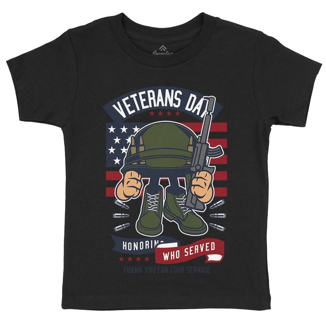 Veterans Day Kids Organic Crew Neck T-Shirt Army C686