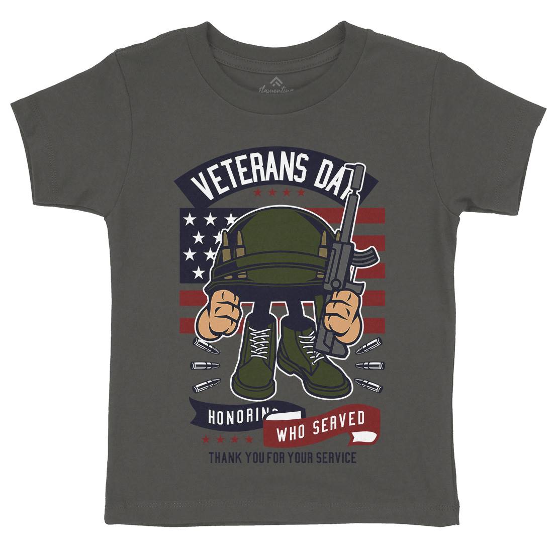 Veterans Day Kids Crew Neck T-Shirt Army C686