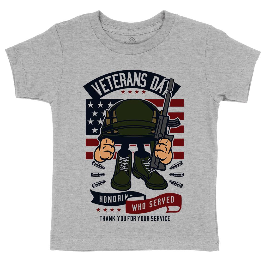 Veterans Day Kids Organic Crew Neck T-Shirt Army C686
