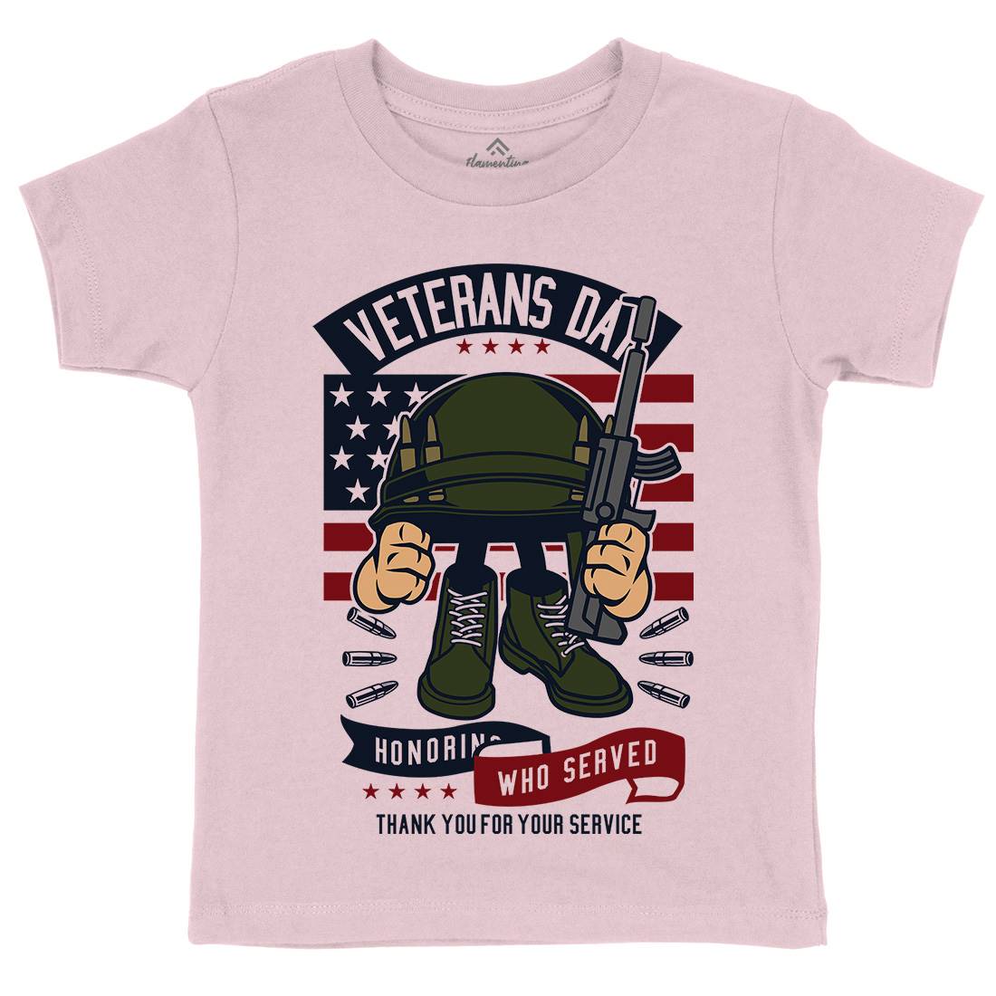 Veterans Day Kids Crew Neck T-Shirt Army C686