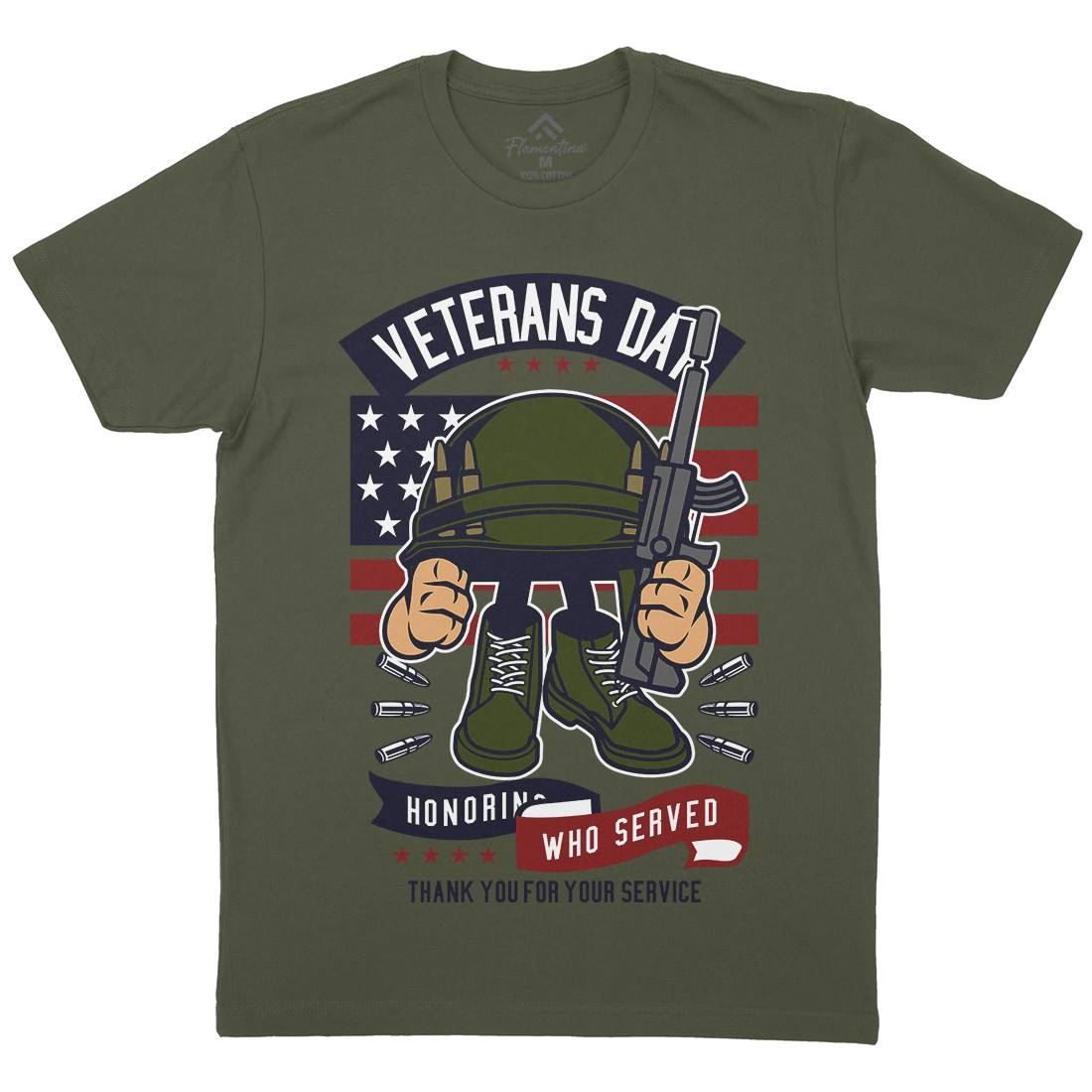 Veterans Day Mens Organic Crew Neck T-Shirt Army C686
