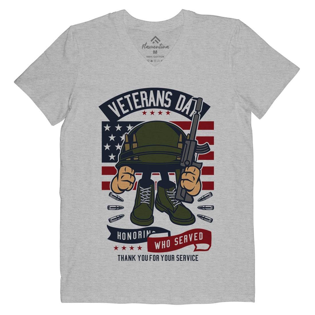 Veterans Day Mens Organic V-Neck T-Shirt Army C686