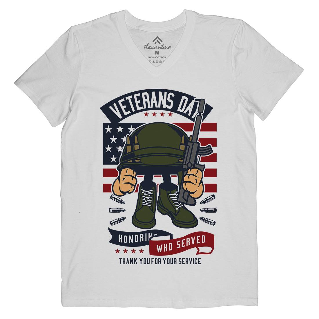 Veterans Day Mens Organic V-Neck T-Shirt Army C686