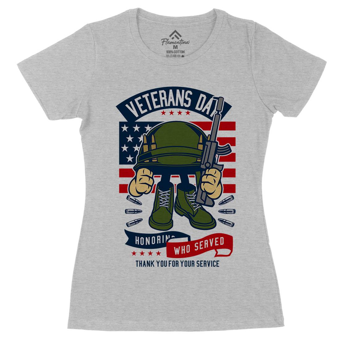 Veterans Day Womens Organic Crew Neck T-Shirt Army C686