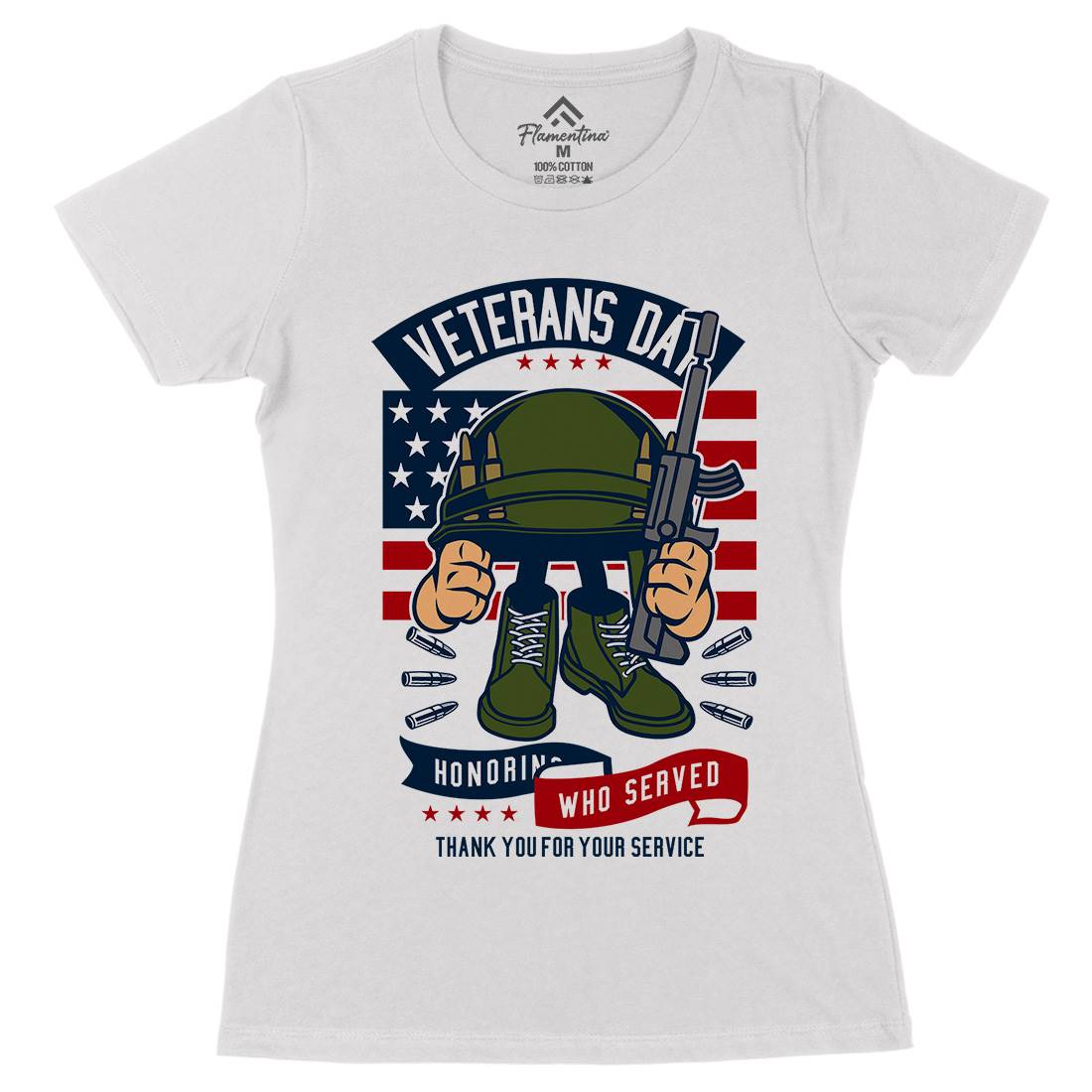 Veterans Day Womens Organic Crew Neck T-Shirt Army C686