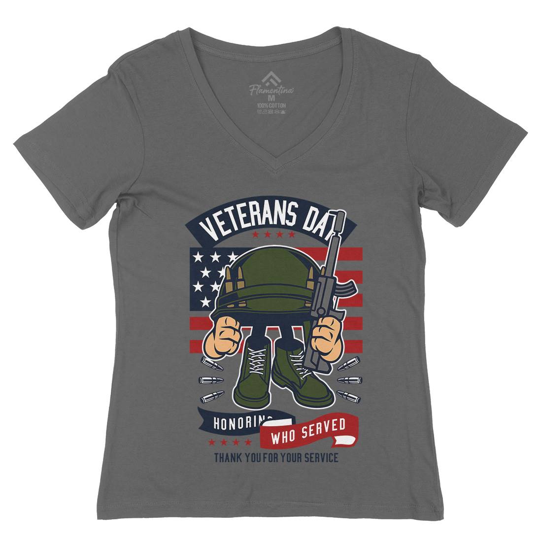 Veterans Day Womens Organic V-Neck T-Shirt Army C686