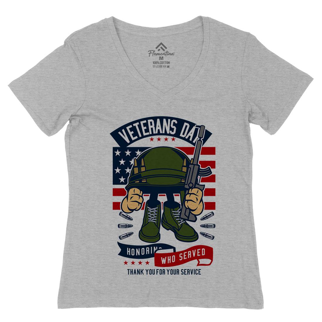 Veterans Day Womens Organic V-Neck T-Shirt Army C686