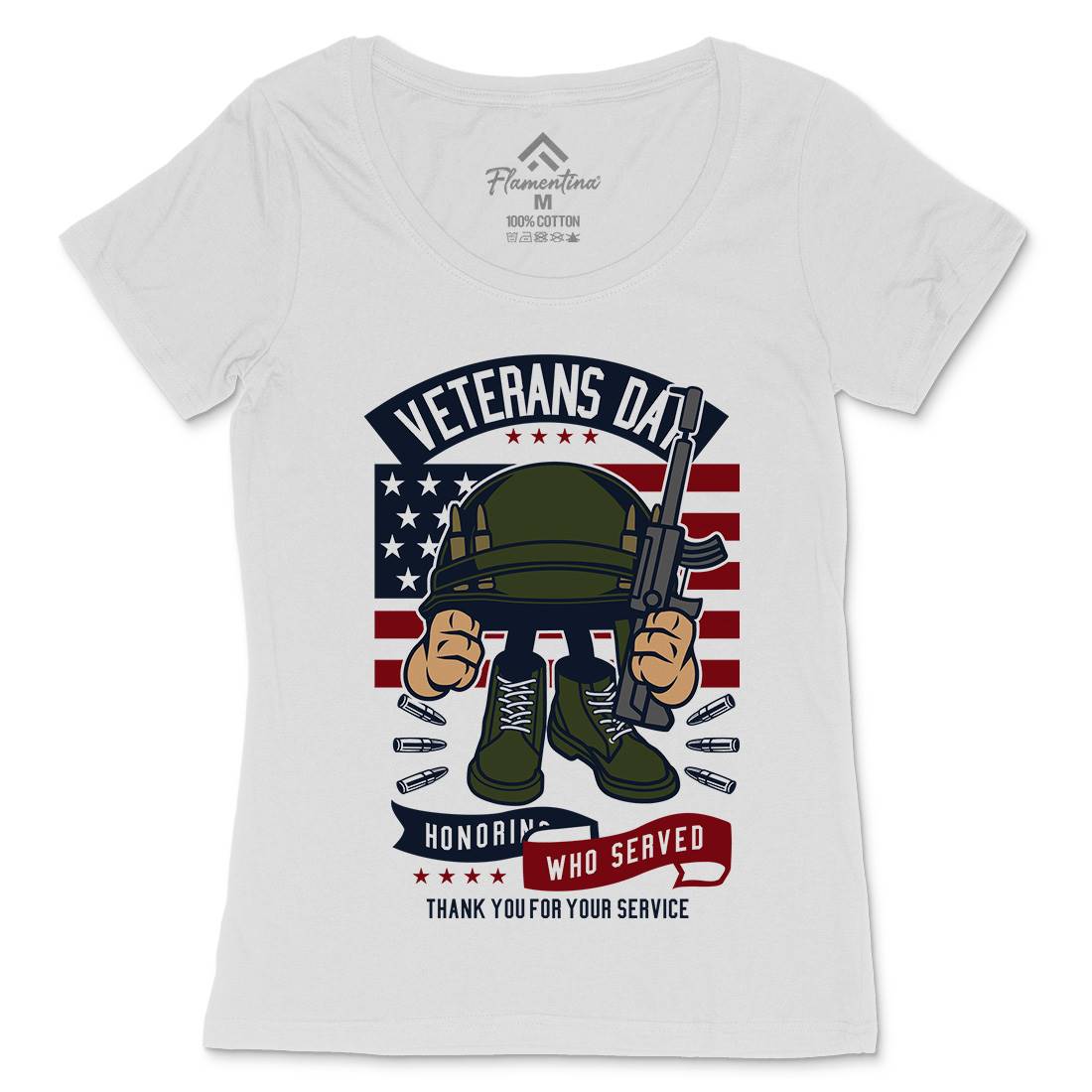 Veterans Day Womens Scoop Neck T-Shirt Army C686