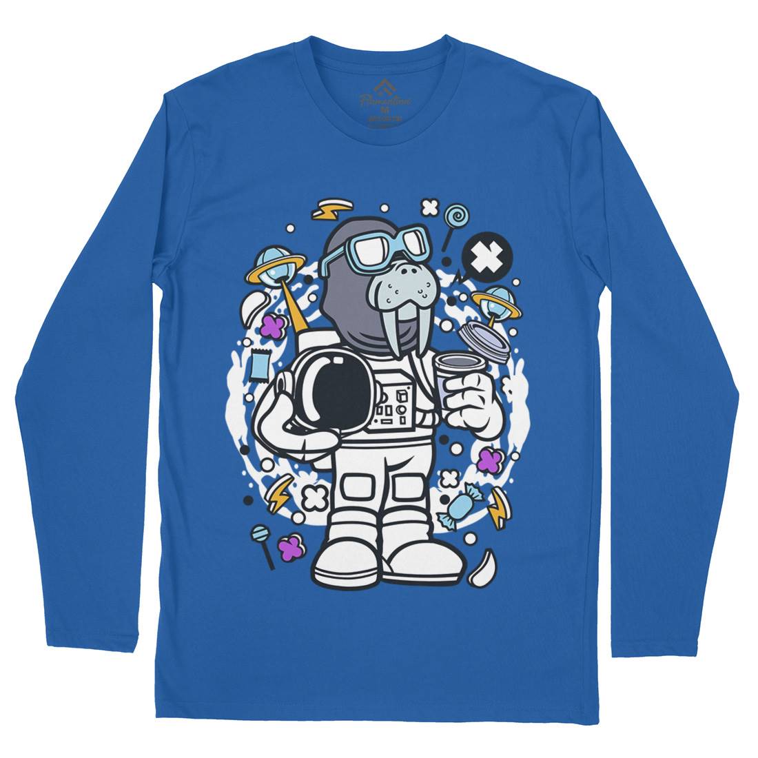 Walrus Astronaut Mens Long Sleeve T-Shirt Space C687
