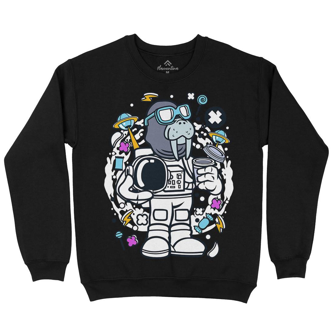 Walrus Astronaut Mens Crew Neck Sweatshirt Space C687