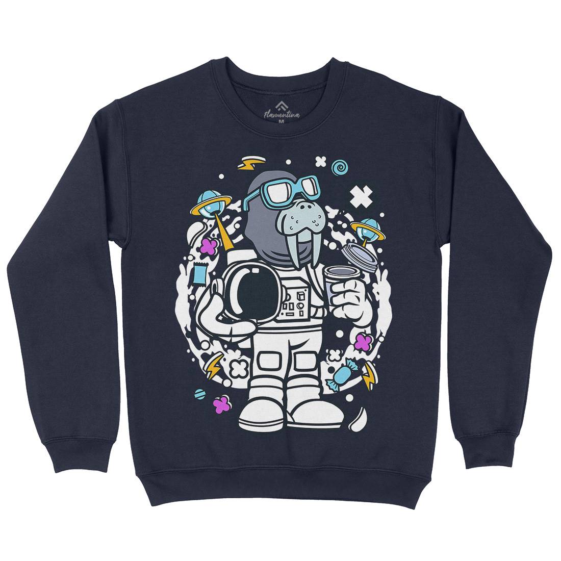 Walrus Astronaut Kids Crew Neck Sweatshirt Space C687