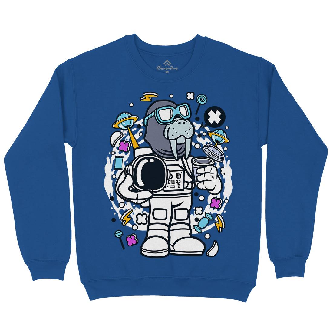 Walrus Astronaut Kids Crew Neck Sweatshirt Space C687