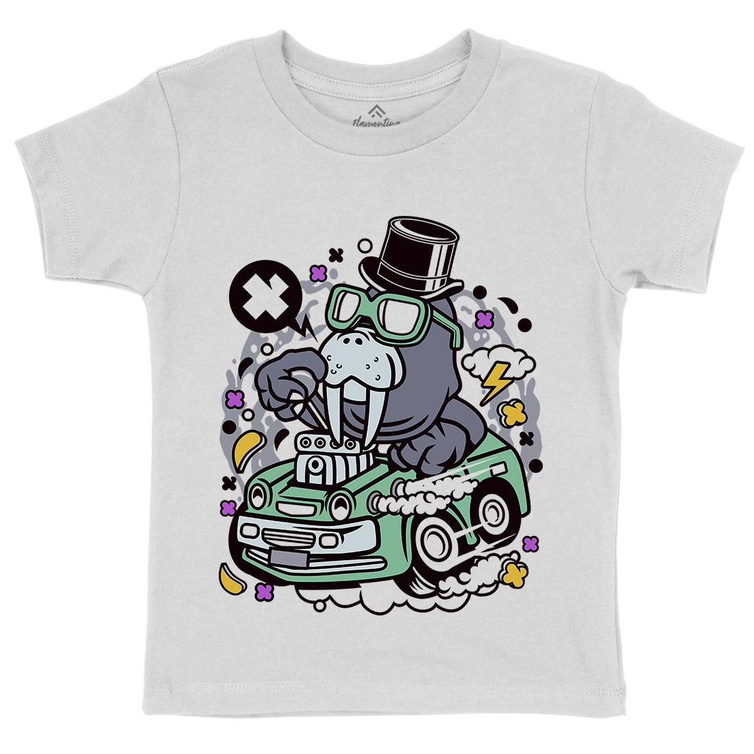 Walrus Hotrod Kids Organic Crew Neck T-Shirt Cars C688