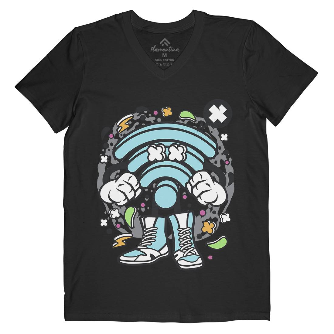 Wi-Fi Mens Organic V-Neck T-Shirt Geek C690