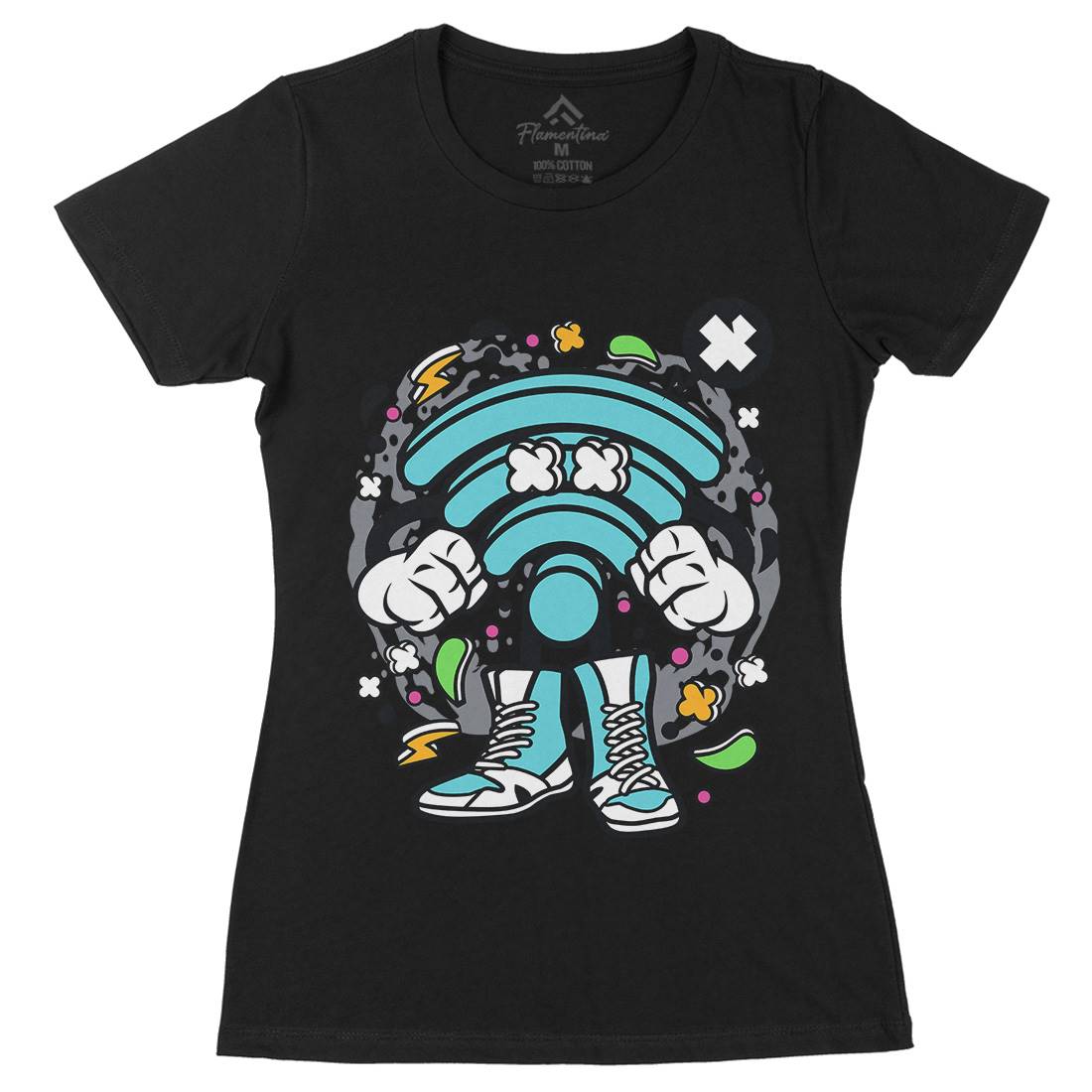 Wi-Fi Womens Organic Crew Neck T-Shirt Geek C690