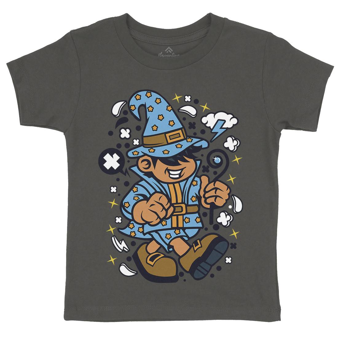 Wizard Kid Kids Organic Crew Neck T-Shirt Retro C691