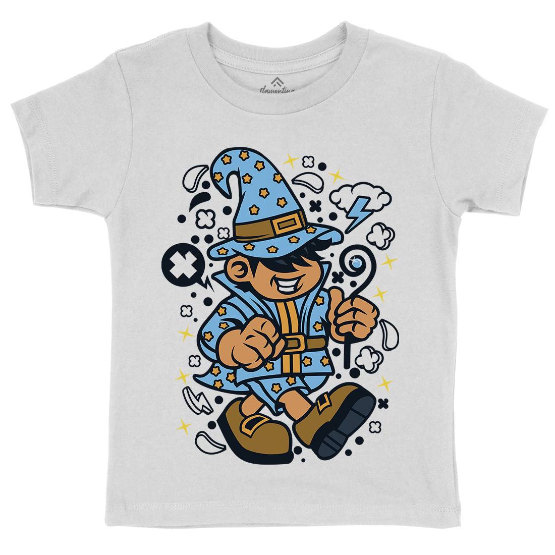 Wizard Kid Kids Crew Neck T-Shirt Retro C691