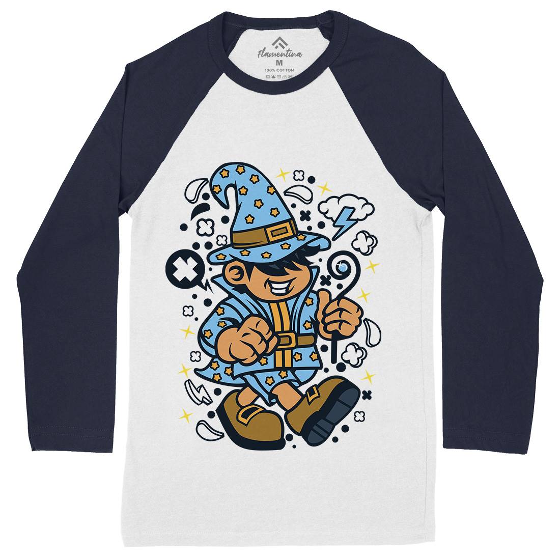 Wizard Kid Mens Long Sleeve Baseball T-Shirt Retro C691