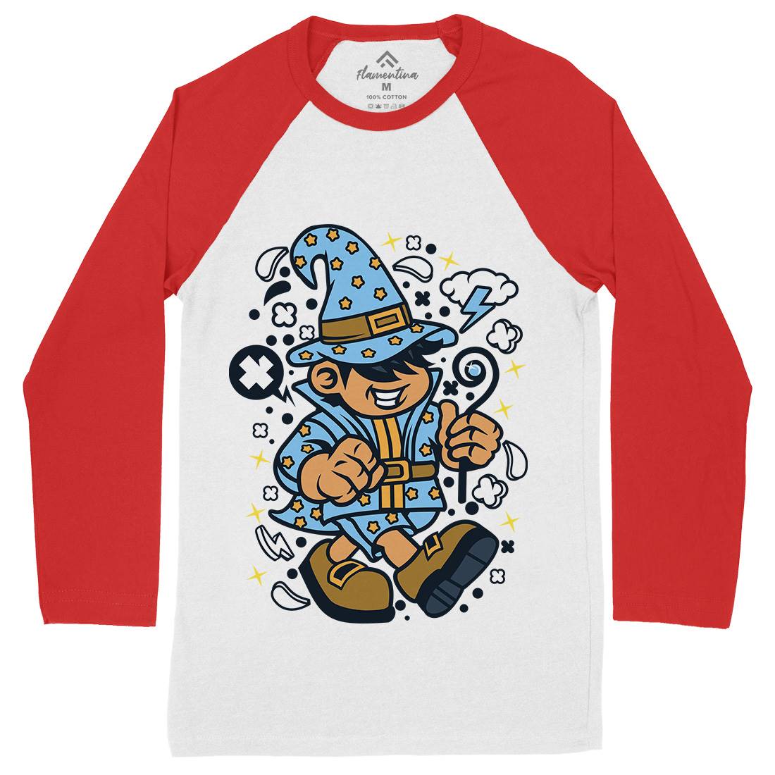 Wizard Kid Mens Long Sleeve Baseball T-Shirt Retro C691
