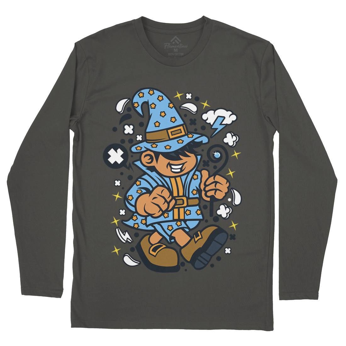 Wizard Kid Mens Long Sleeve T-Shirt Retro C691