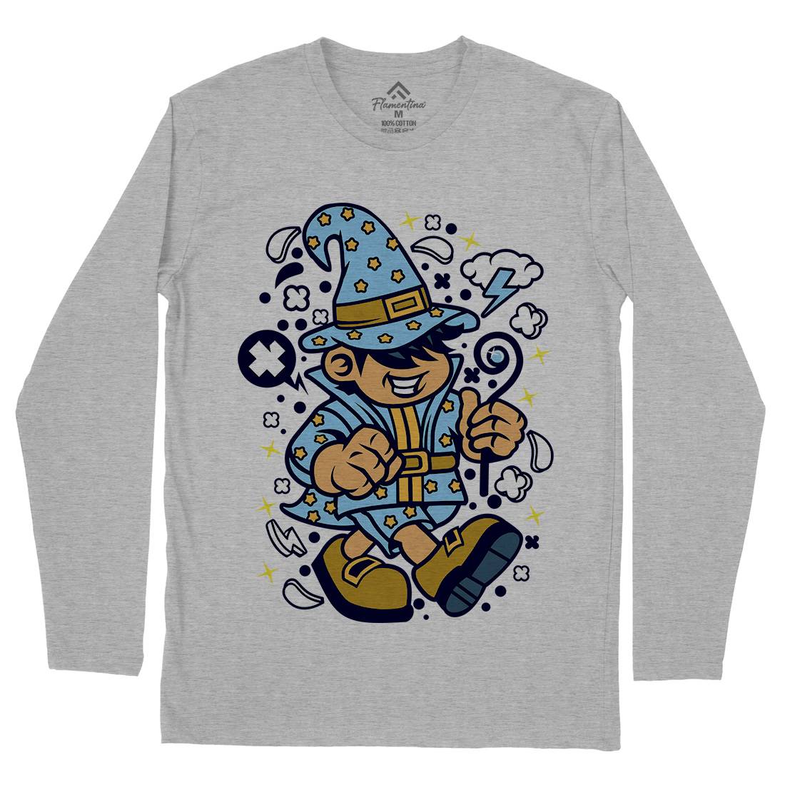 Wizard Kid Mens Long Sleeve T-Shirt Retro C691