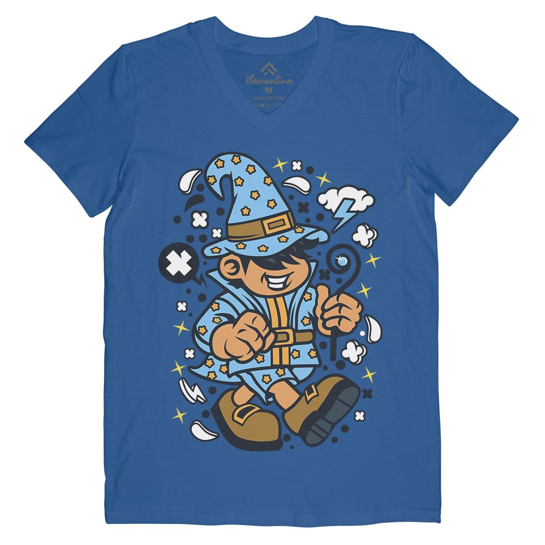 Wizard Kid Mens V-Neck T-Shirt Retro C691