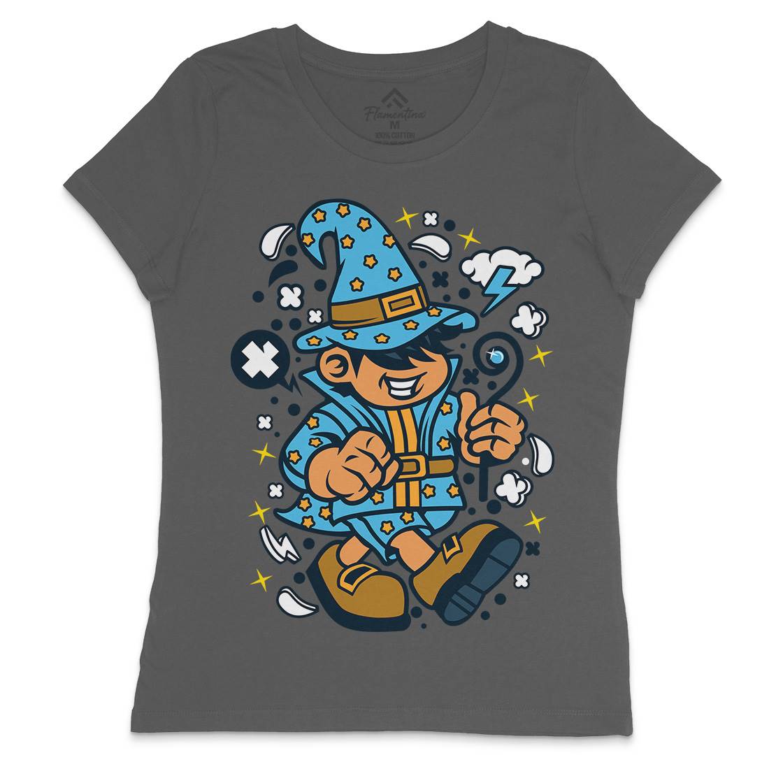 Wizard Kid Womens Crew Neck T-Shirt Retro C691