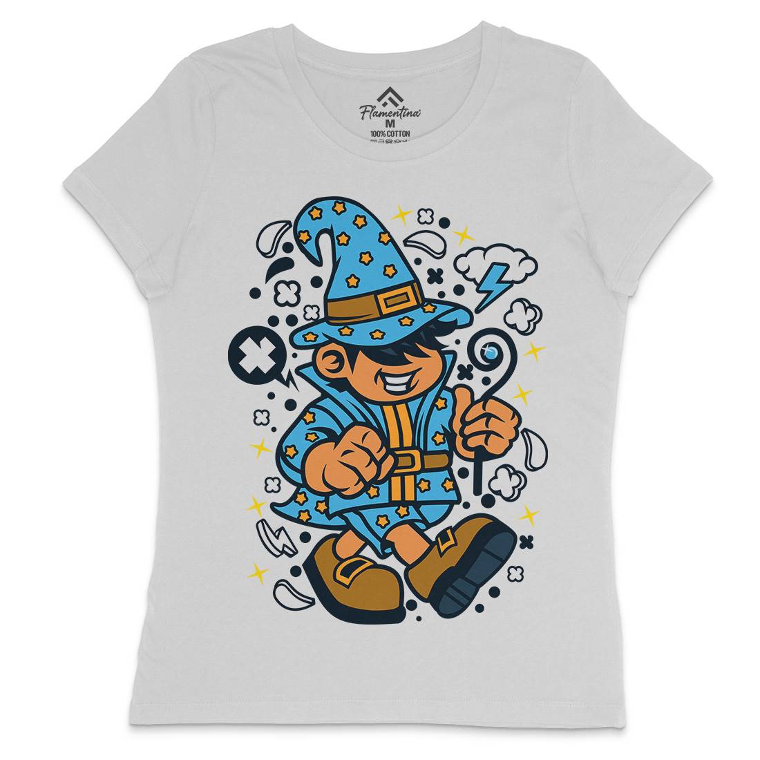Wizard Kid Womens Crew Neck T-Shirt Retro C691