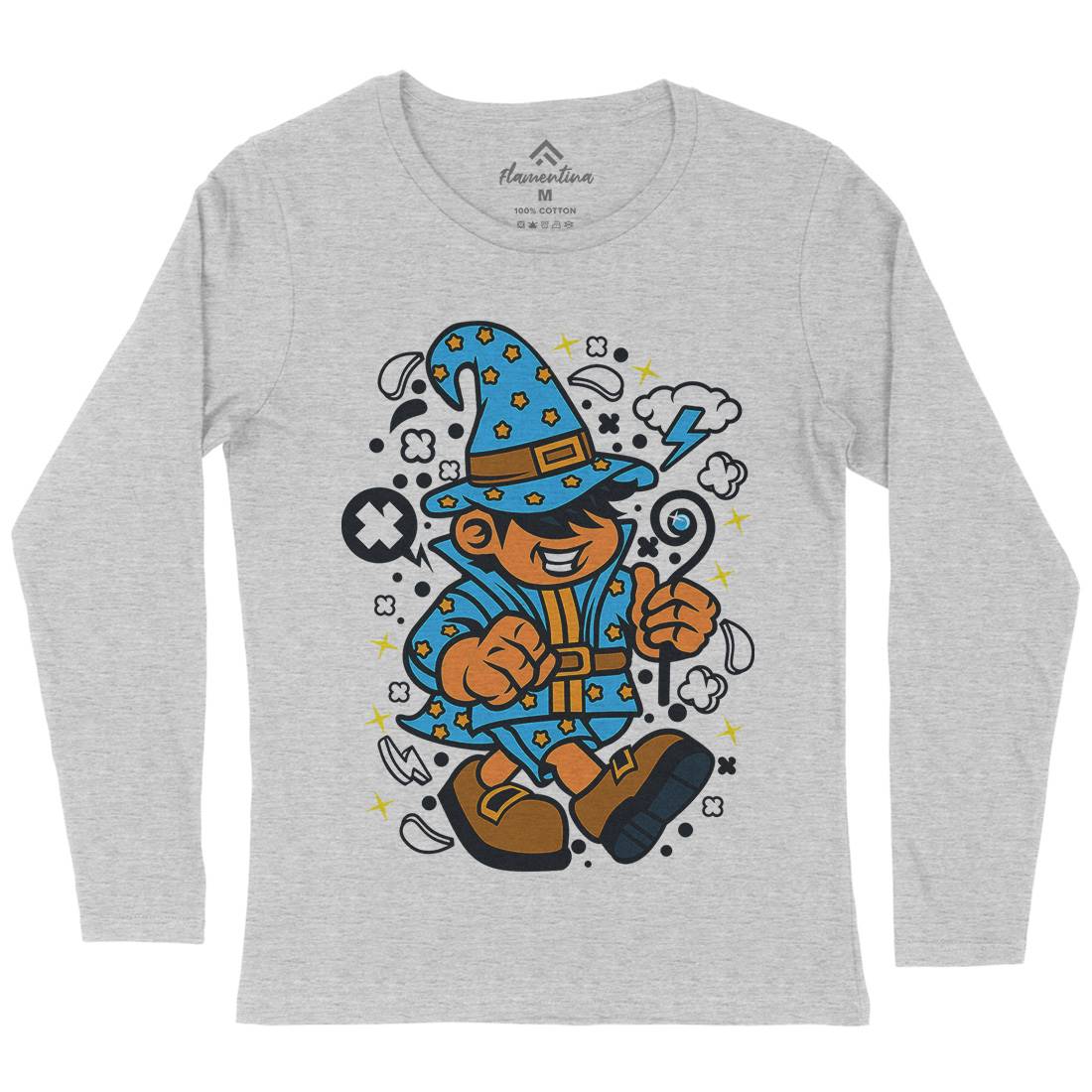 Wizard Kid Womens Long Sleeve T-Shirt Retro C691