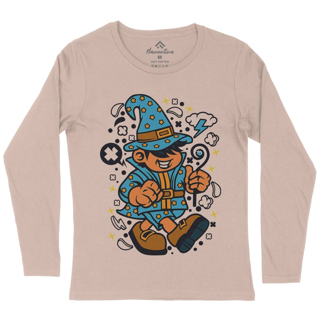 Wizard Kid Womens Long Sleeve T-Shirt Retro C691