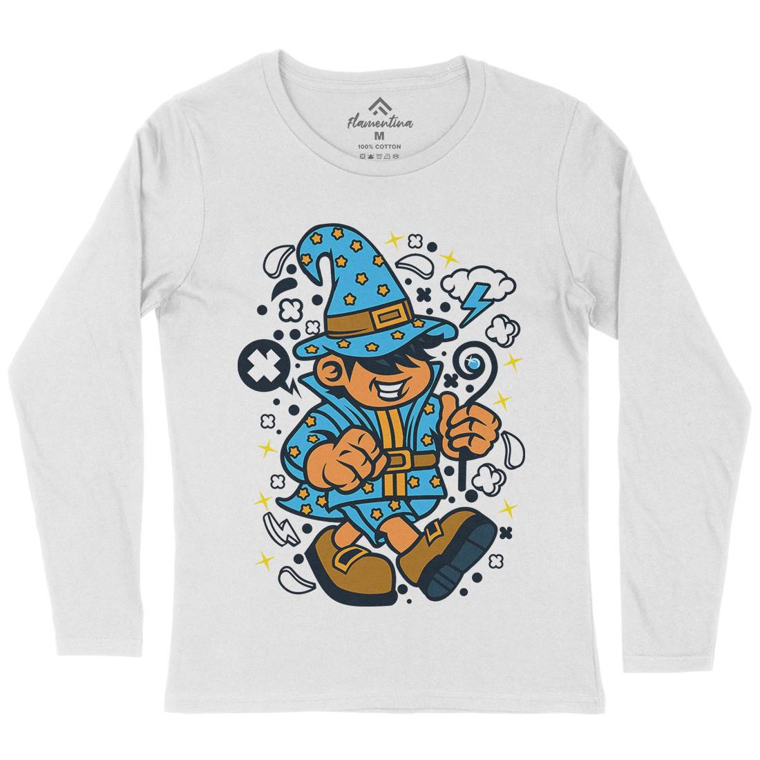 Wizard Kid Womens Long Sleeve T-Shirt Retro C691