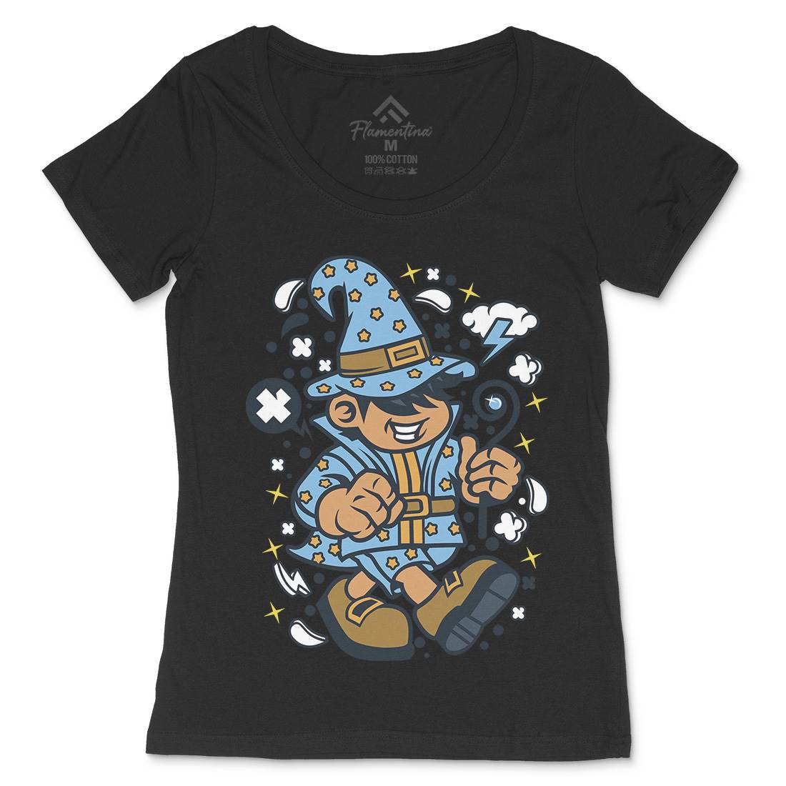 Wizard Kid Womens Scoop Neck T-Shirt Retro C691