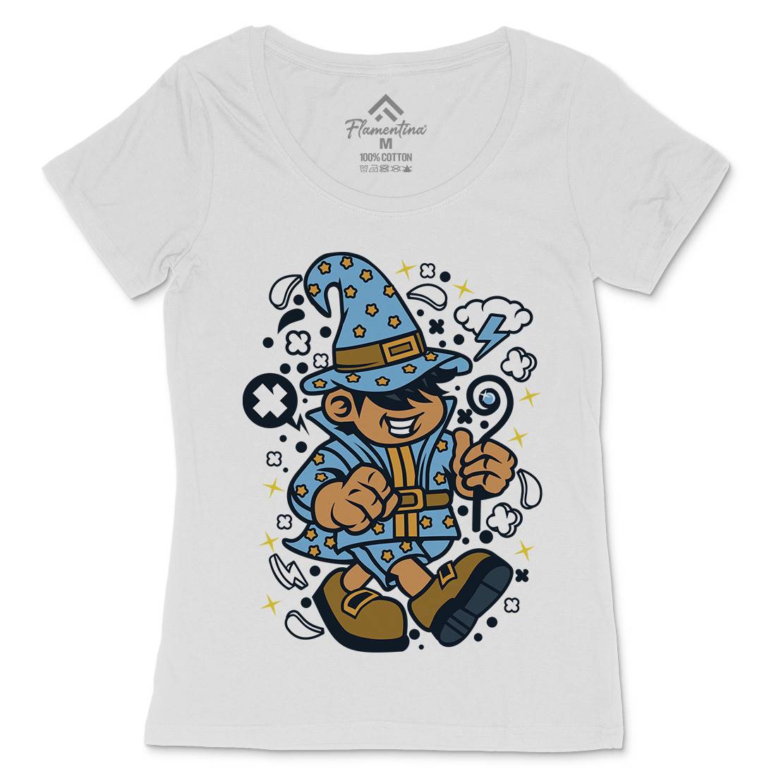 Wizard Kid Womens Scoop Neck T-Shirt Retro C691