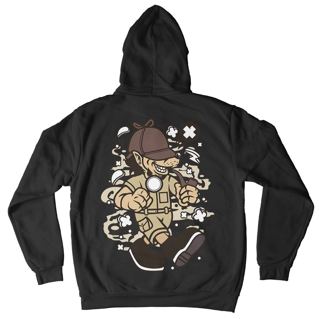 Wolf Detective Mens Hoodie With Pocket Retro C692