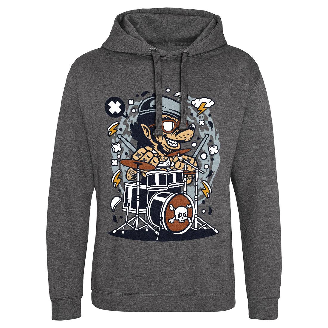 Wolf Drummer Mens Hoodie Without Pocket Music C693