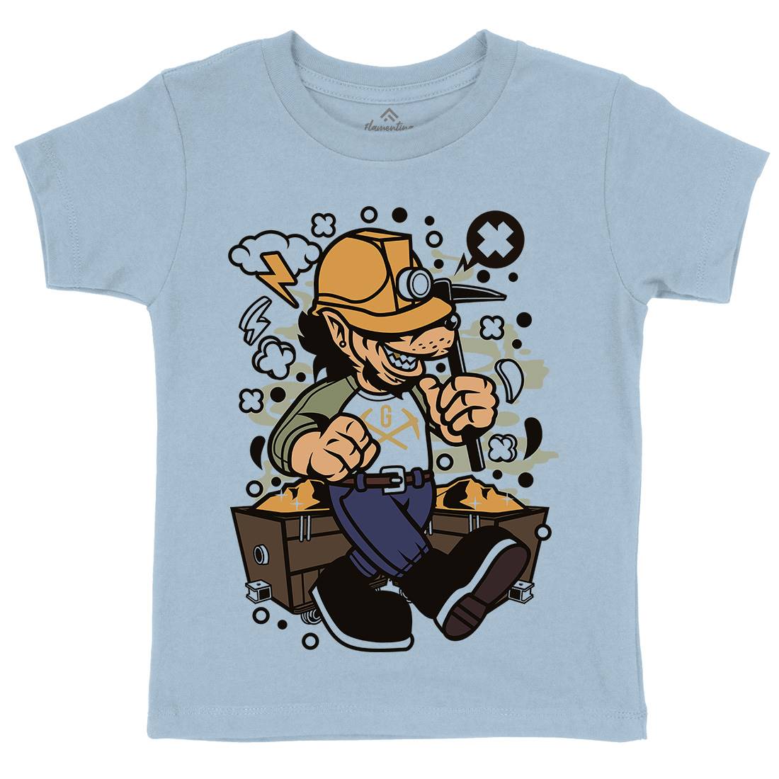 Wolf Gold Miner Kids Organic Crew Neck T-Shirt Work C695