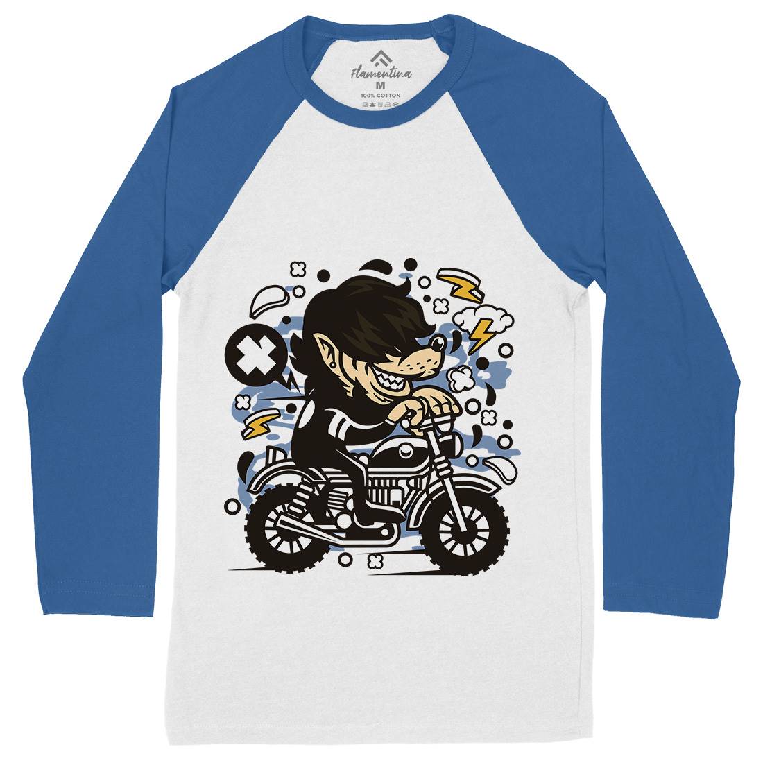 Wolf Motocross Mens Long Sleeve Baseball T-Shirt Motorcycles C697