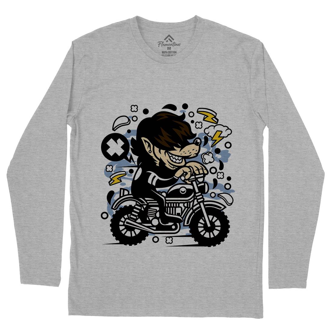 Wolf Motocross Mens Long Sleeve T-Shirt Motorcycles C697