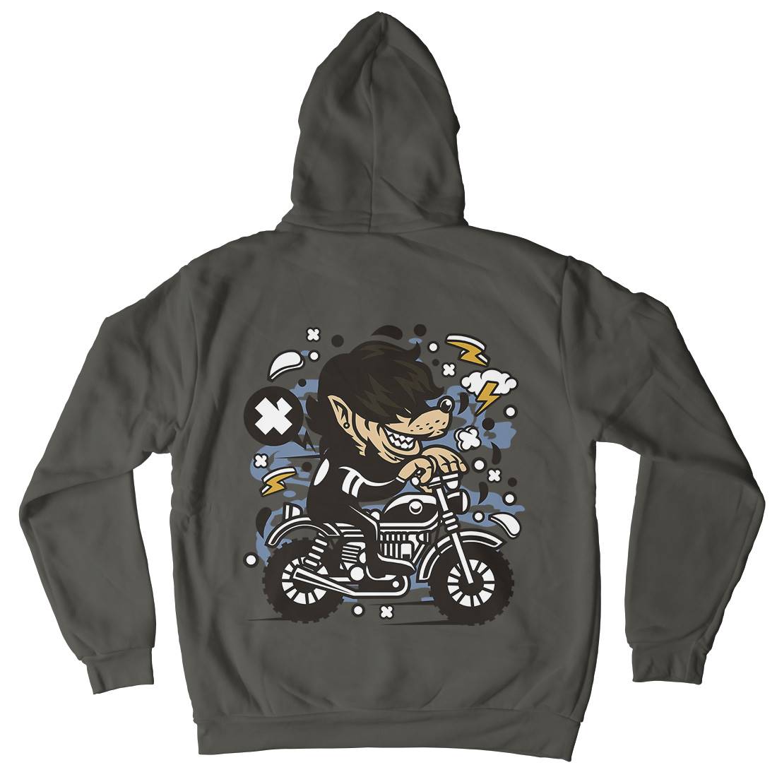 Wolf Motocross Mens Hoodie With Pocket Motorcycles C697