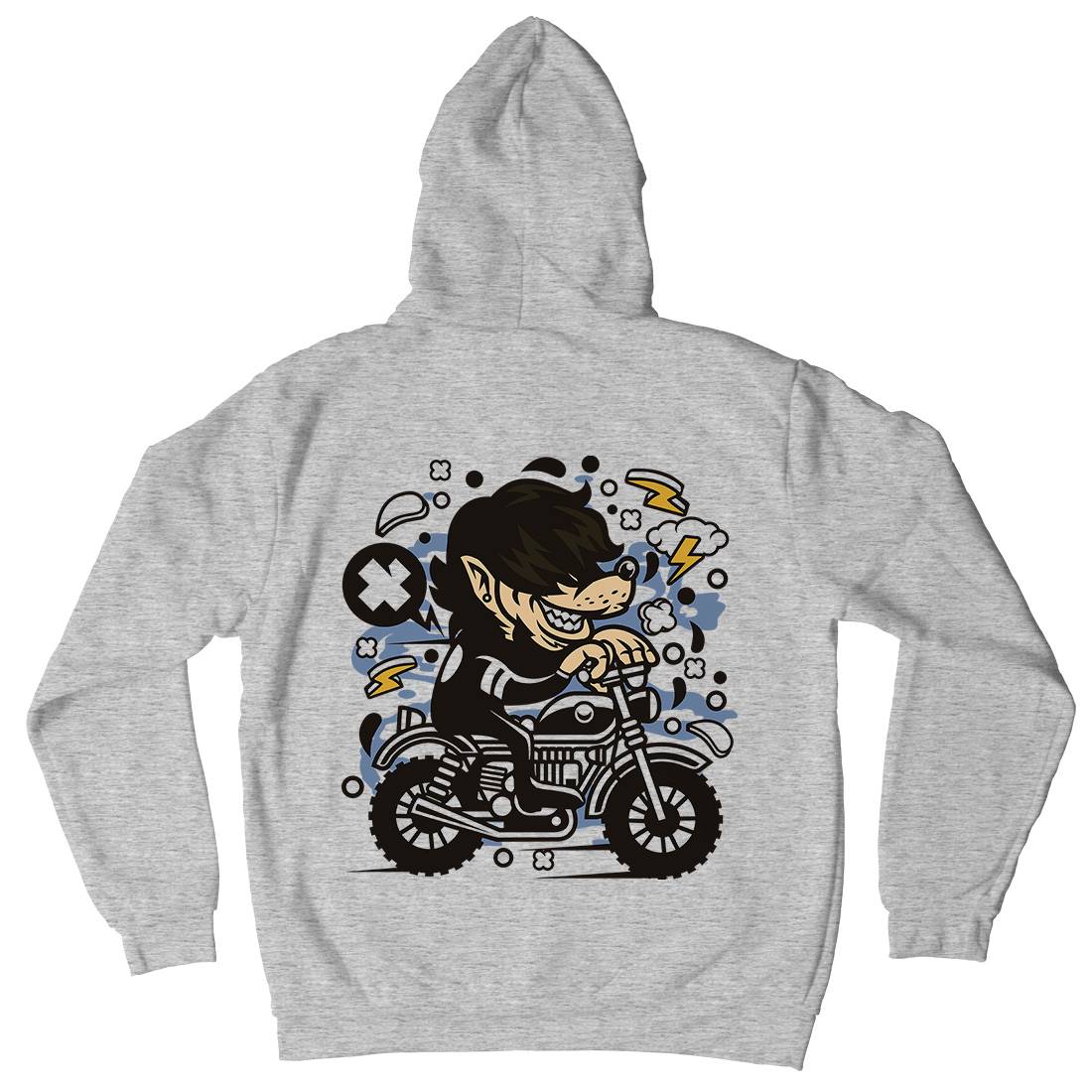 Wolf Motocross Mens Hoodie With Pocket Motorcycles C697