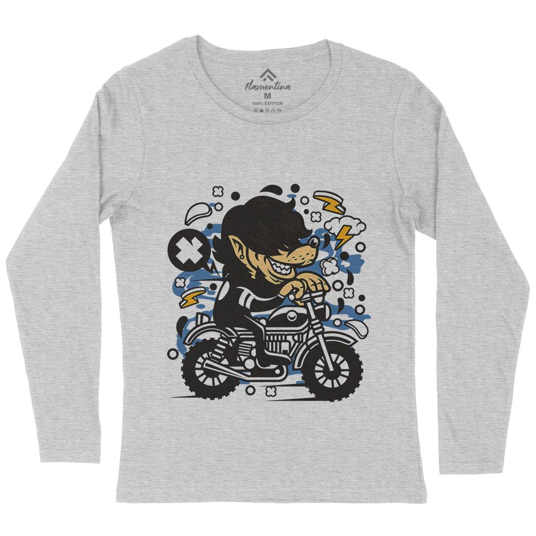 Wolf Motocross Womens Long Sleeve T-Shirt Motorcycles C697