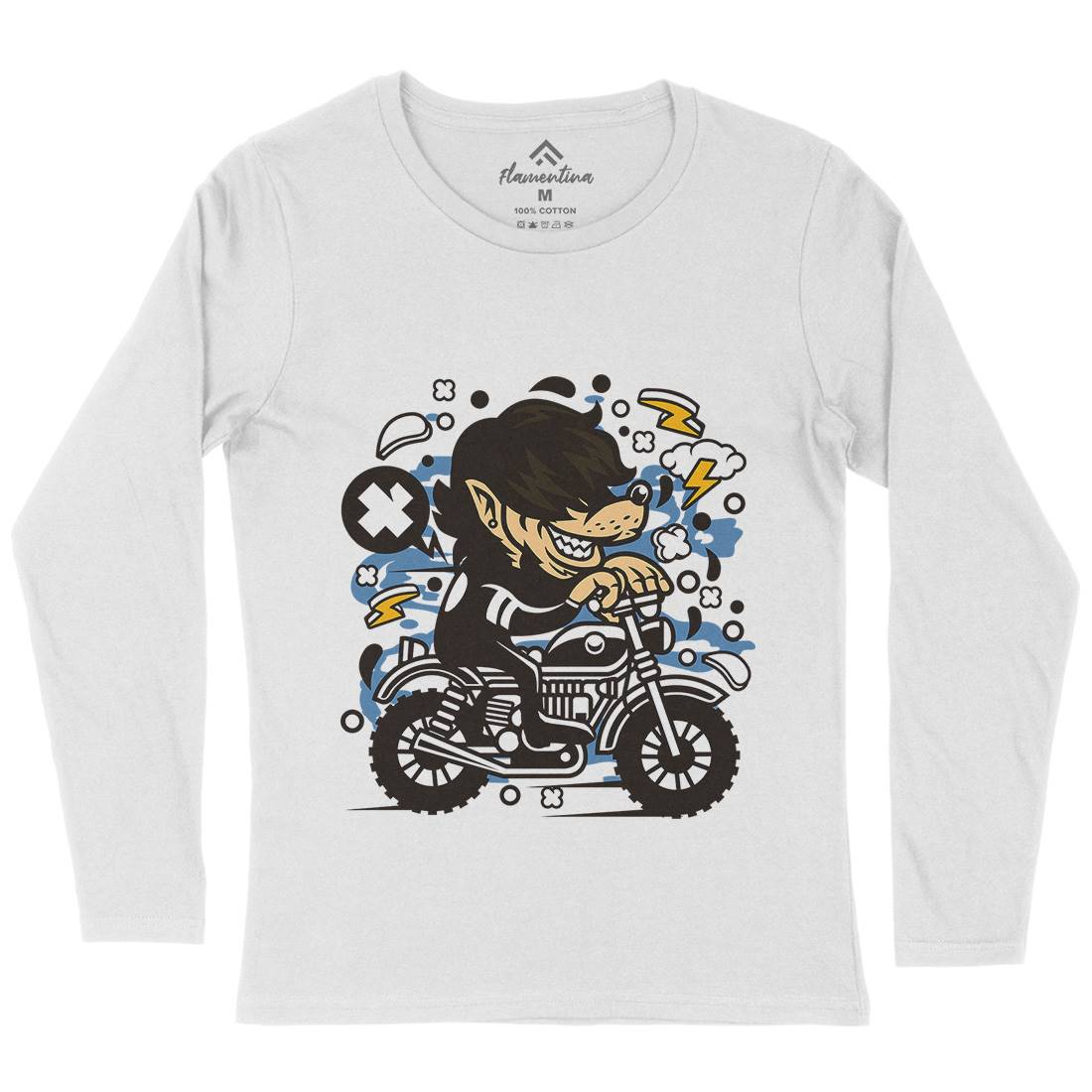Wolf Motocross Womens Long Sleeve T-Shirt Motorcycles C697