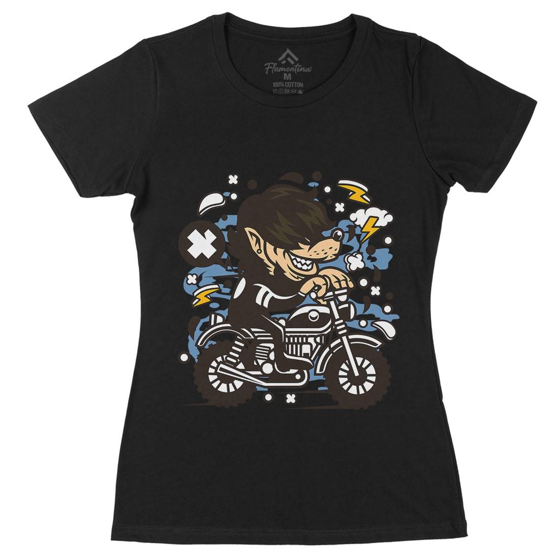 Wolf Motocross Womens Organic Crew Neck T-Shirt Motorcycles C697