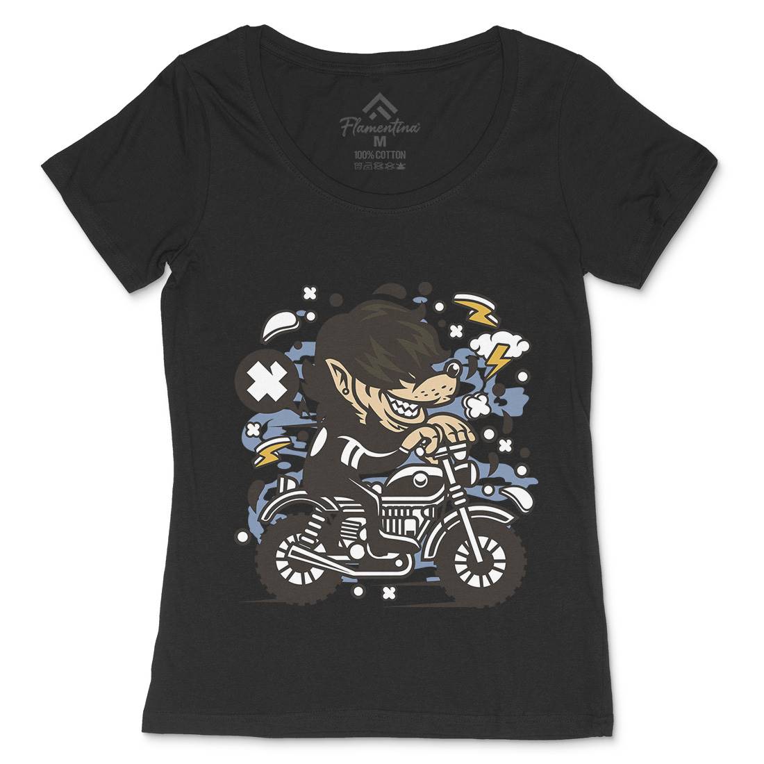 Wolf Motocross Womens Scoop Neck T-Shirt Motorcycles C697
