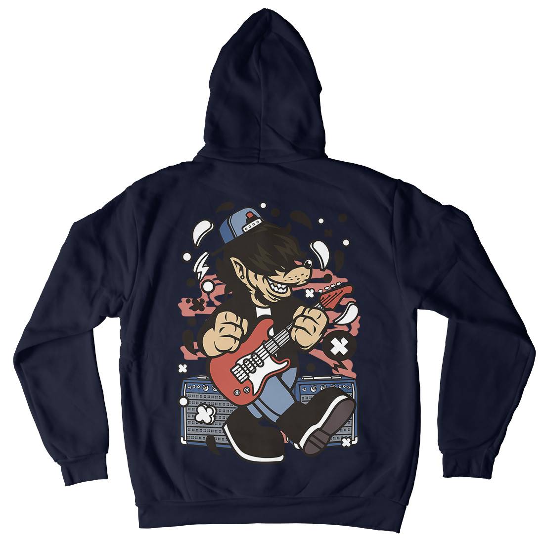 Wolf Rocker Kids Crew Neck Hoodie Music C698