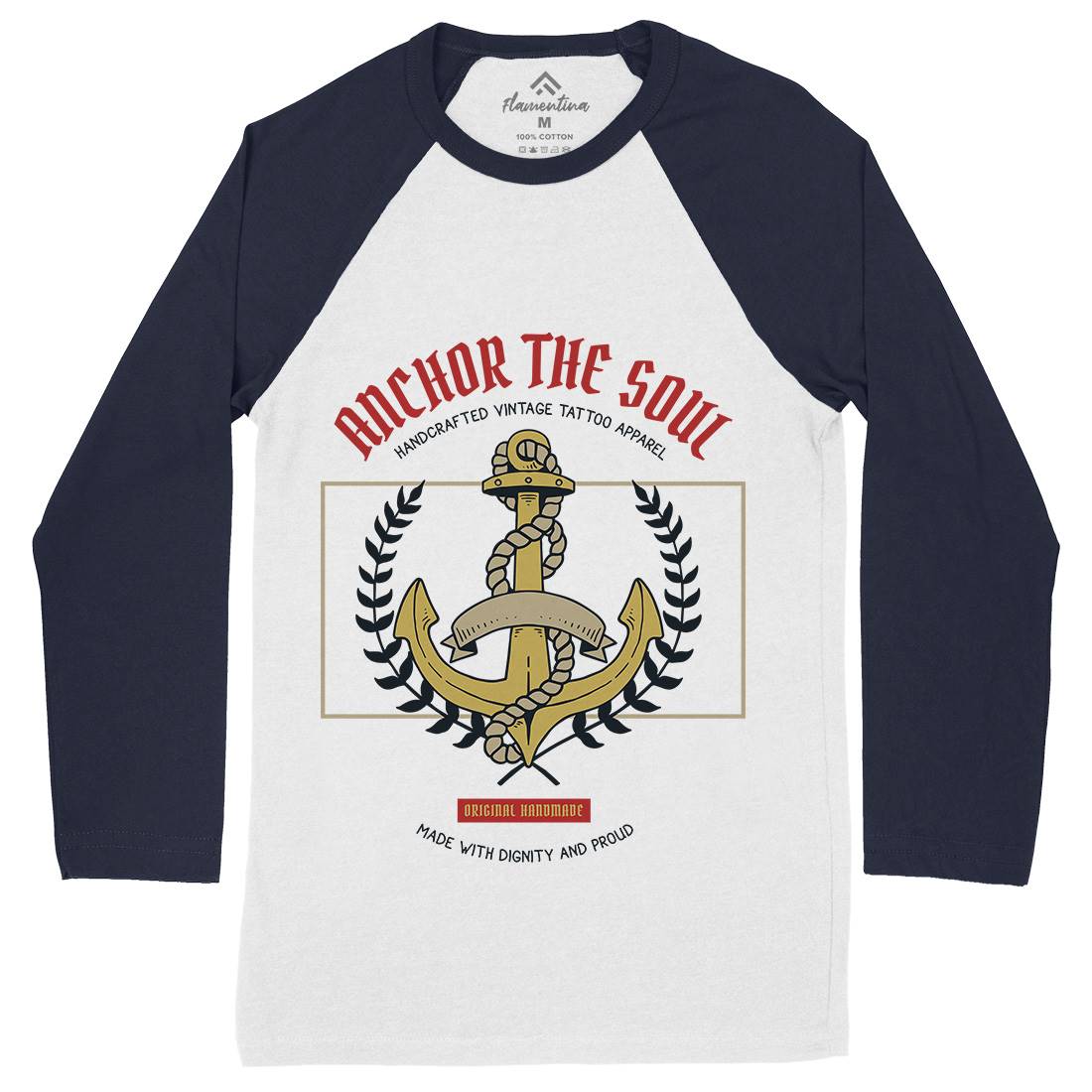 Anchor Mens Long Sleeve Baseball T-Shirt Navy C704