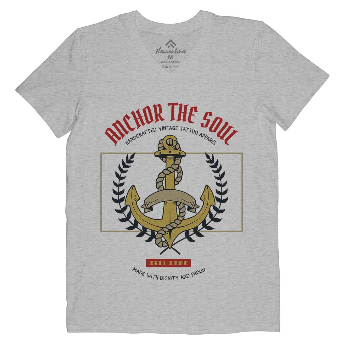 Anchor Mens Organic V-Neck T-Shirt Navy C704