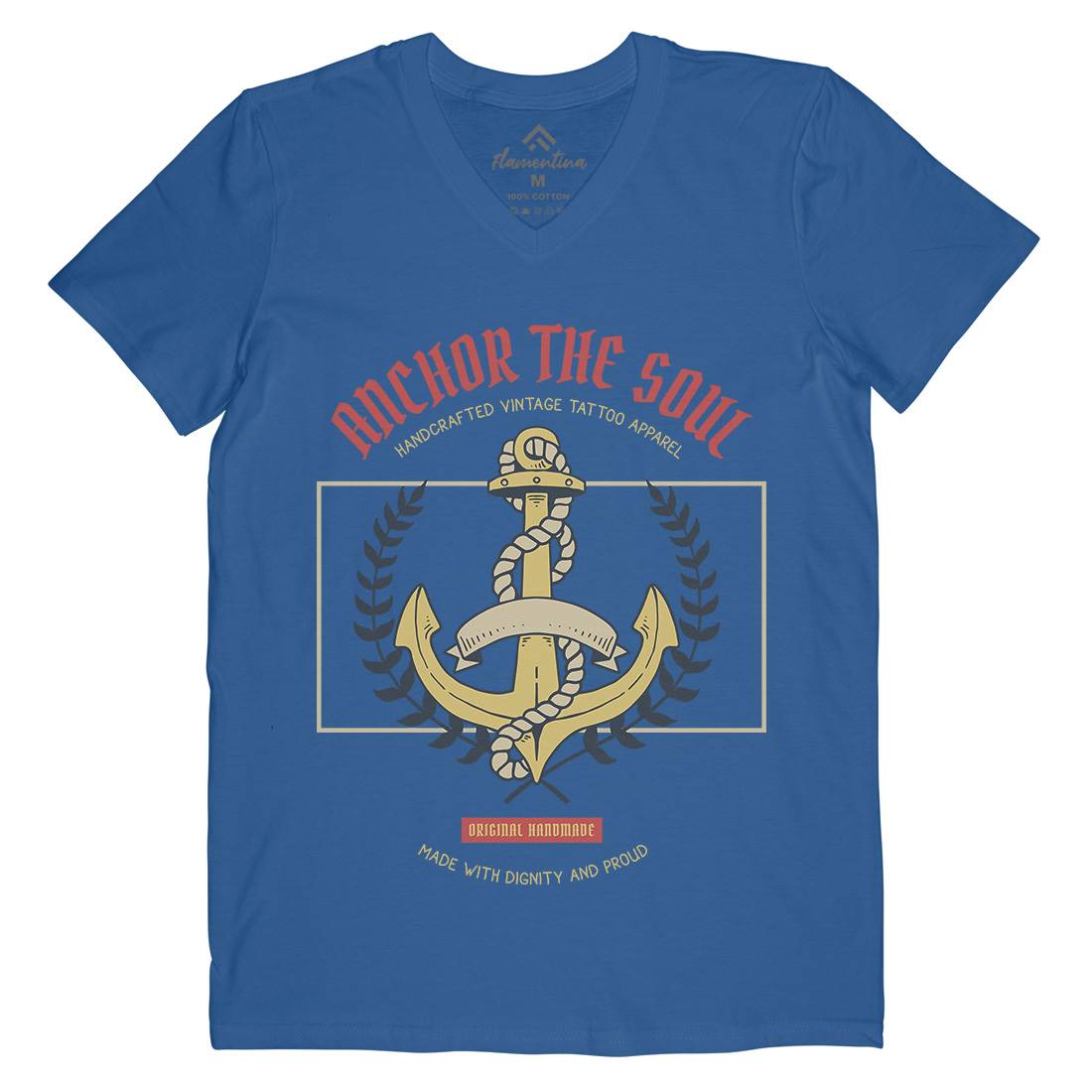 Anchor Mens V-Neck T-Shirt Navy C704