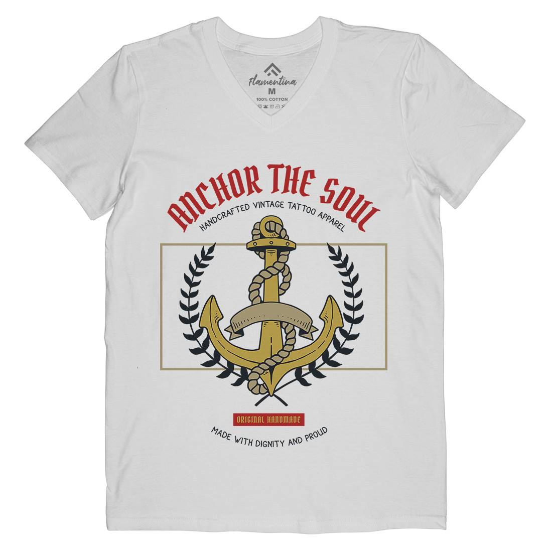 Anchor Mens V-Neck T-Shirt Navy C704
