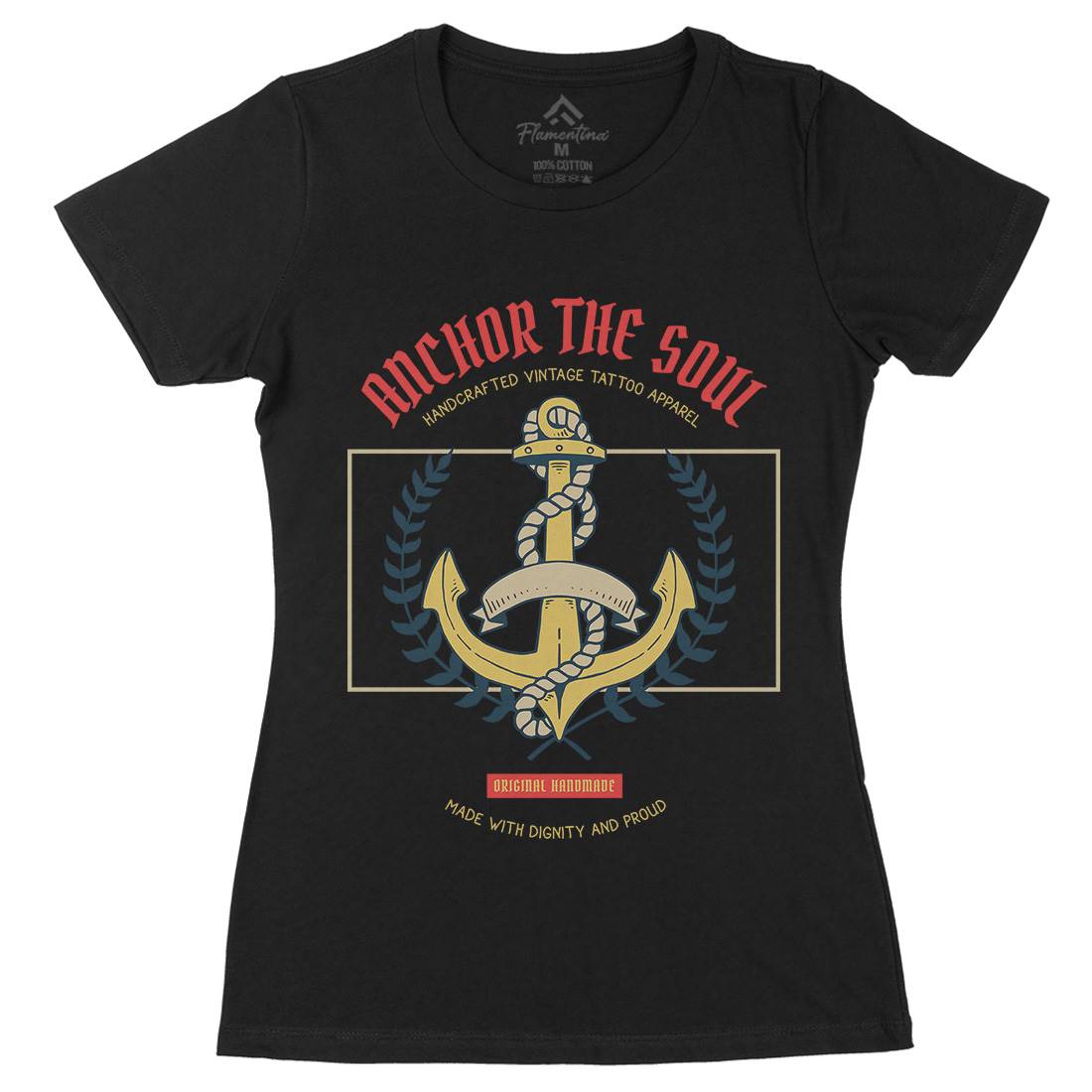 Anchor Womens Organic Crew Neck T-Shirt Navy C704